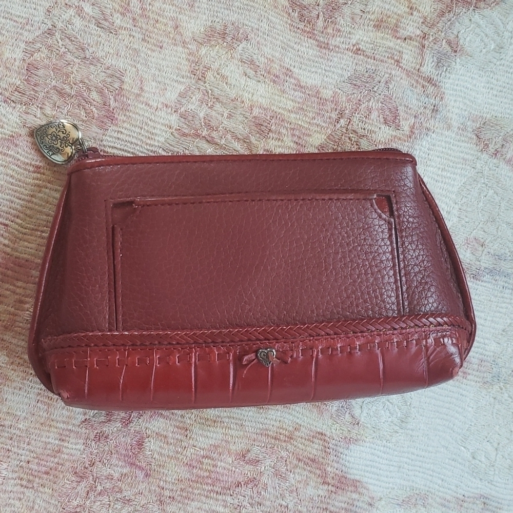 Brighton Small Red Leather ID Zip Bag